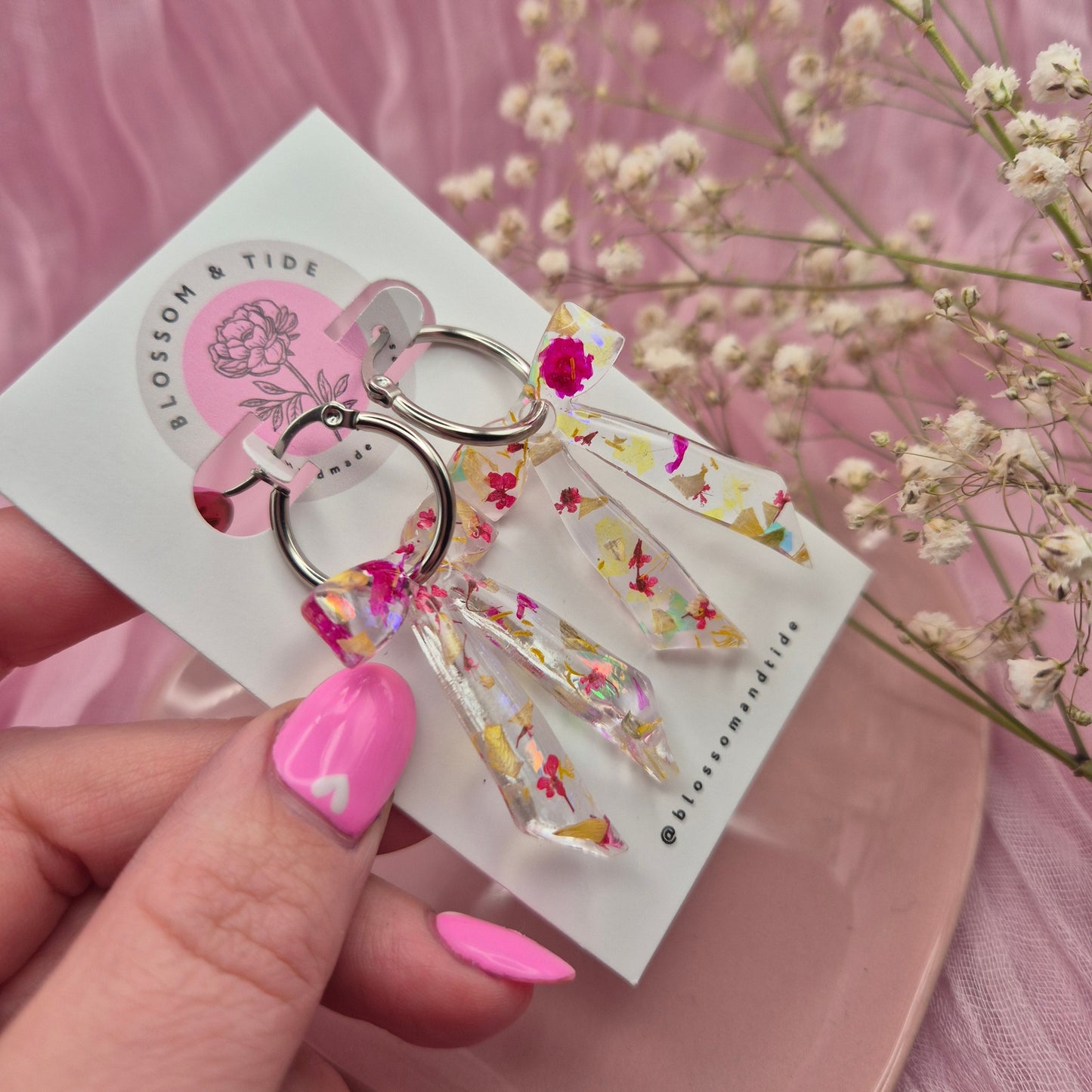 Unique floral statement earrings, perfect for gifting or adding a romantic touch to any outfit