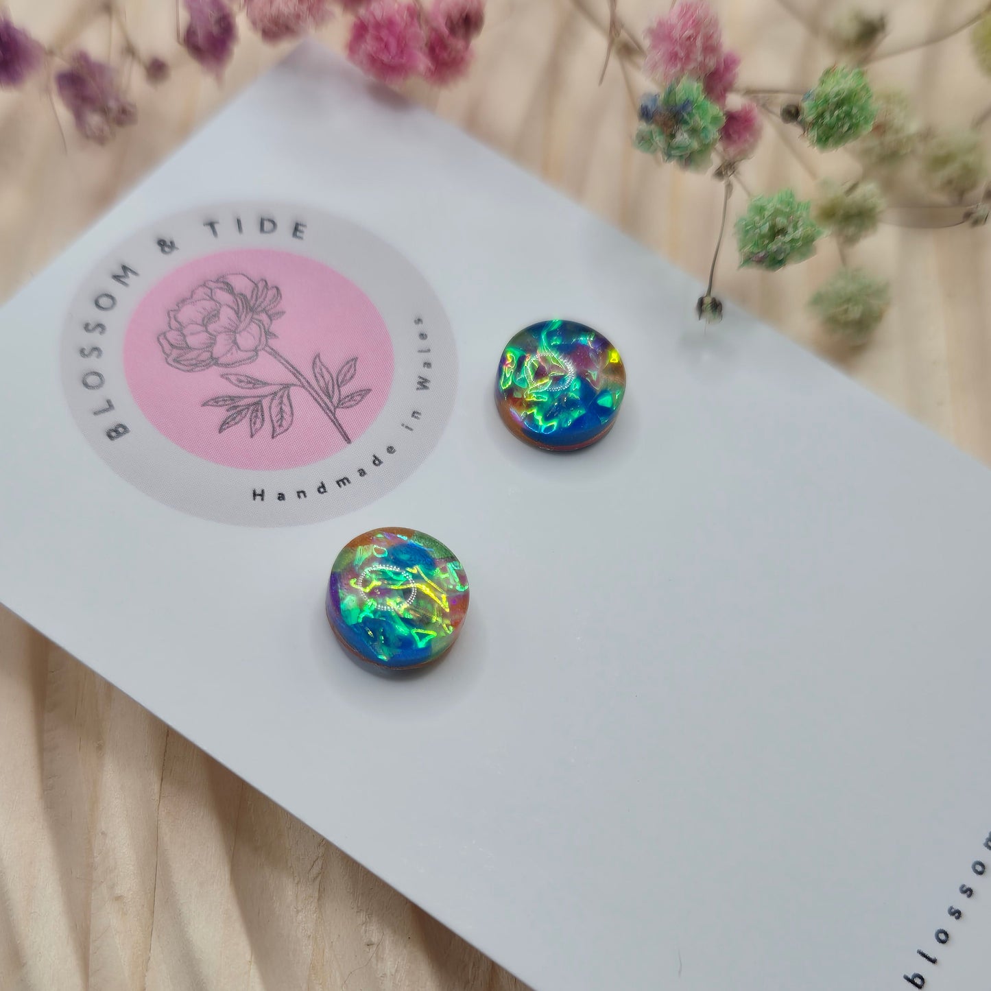 Branded card for handmade earrings, Welsh jewellery gift