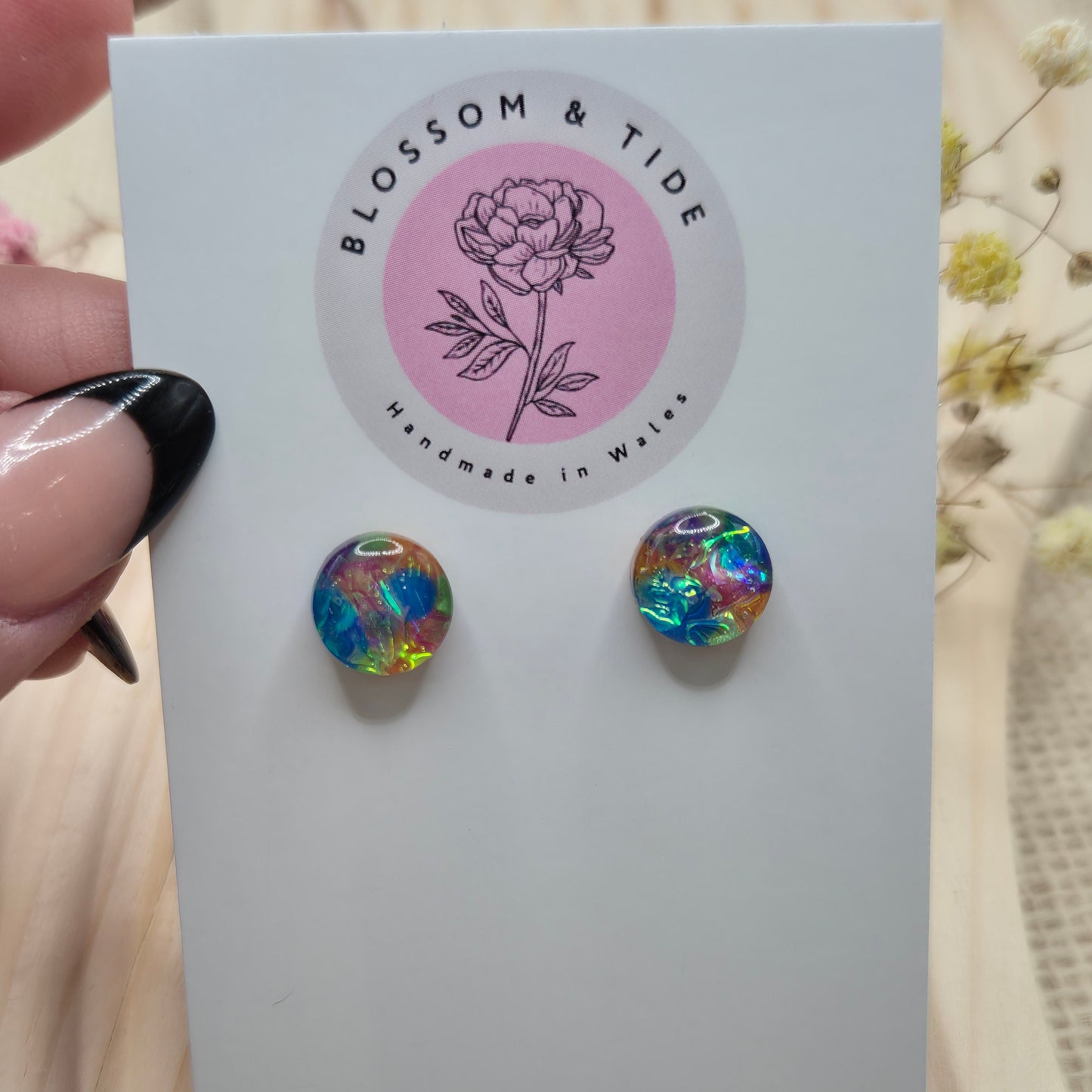 Branded card for handmade earrings, Welsh jewellery gift