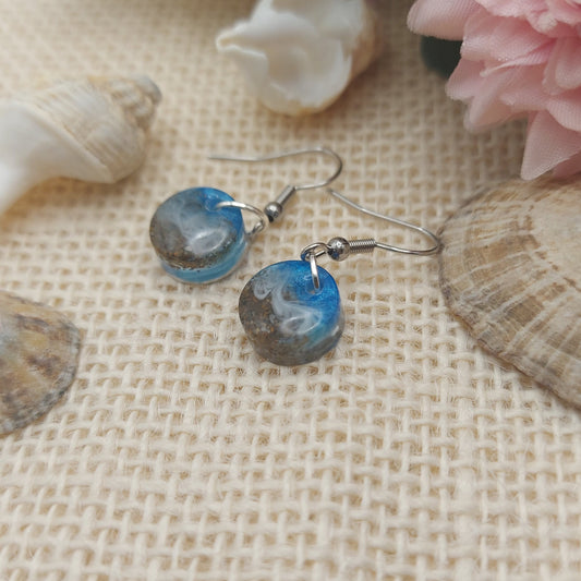 Small drop earrings made with real sand  from the Welsh Coastline.