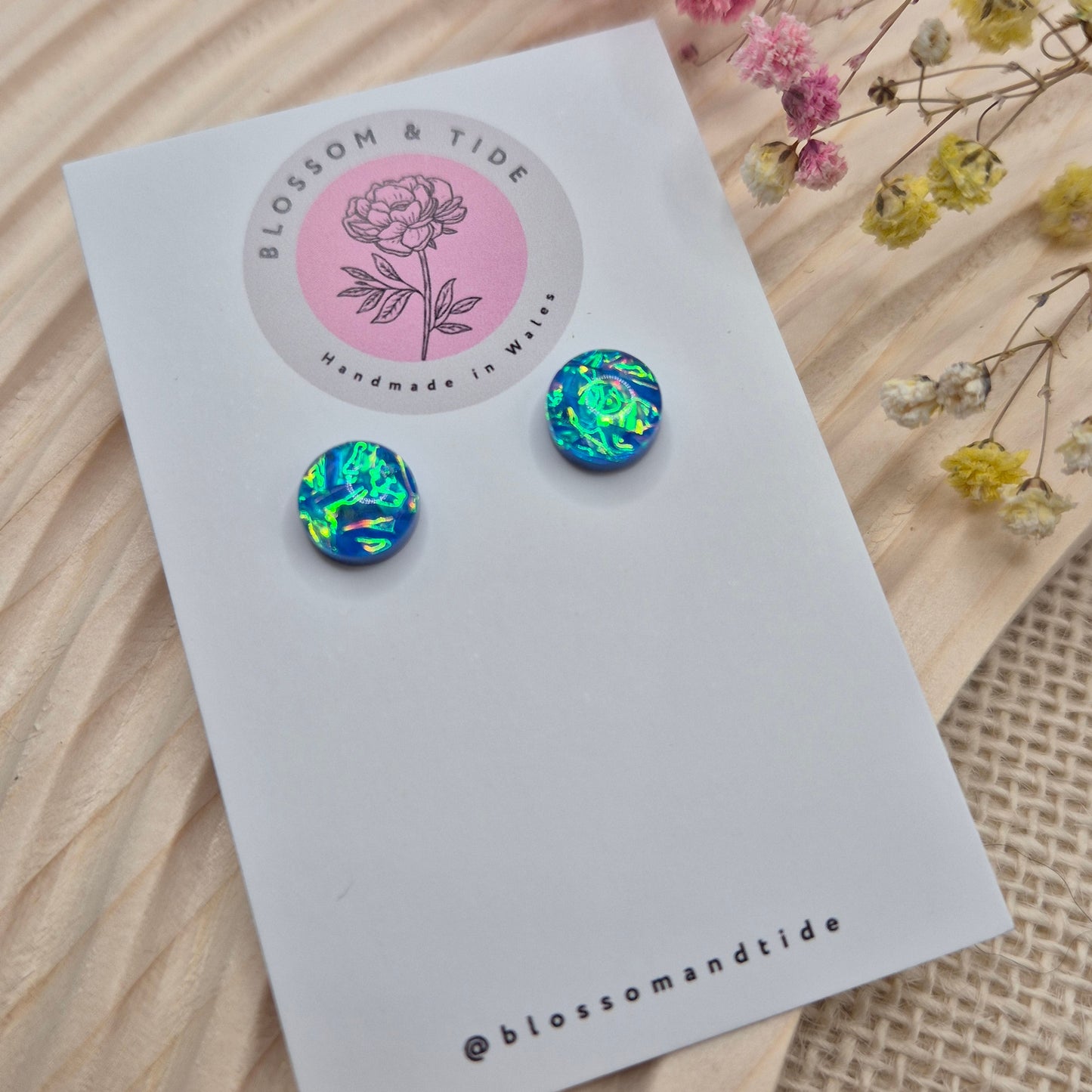 Branded jewellery card, handmade earrings, Welsh jewellery gift